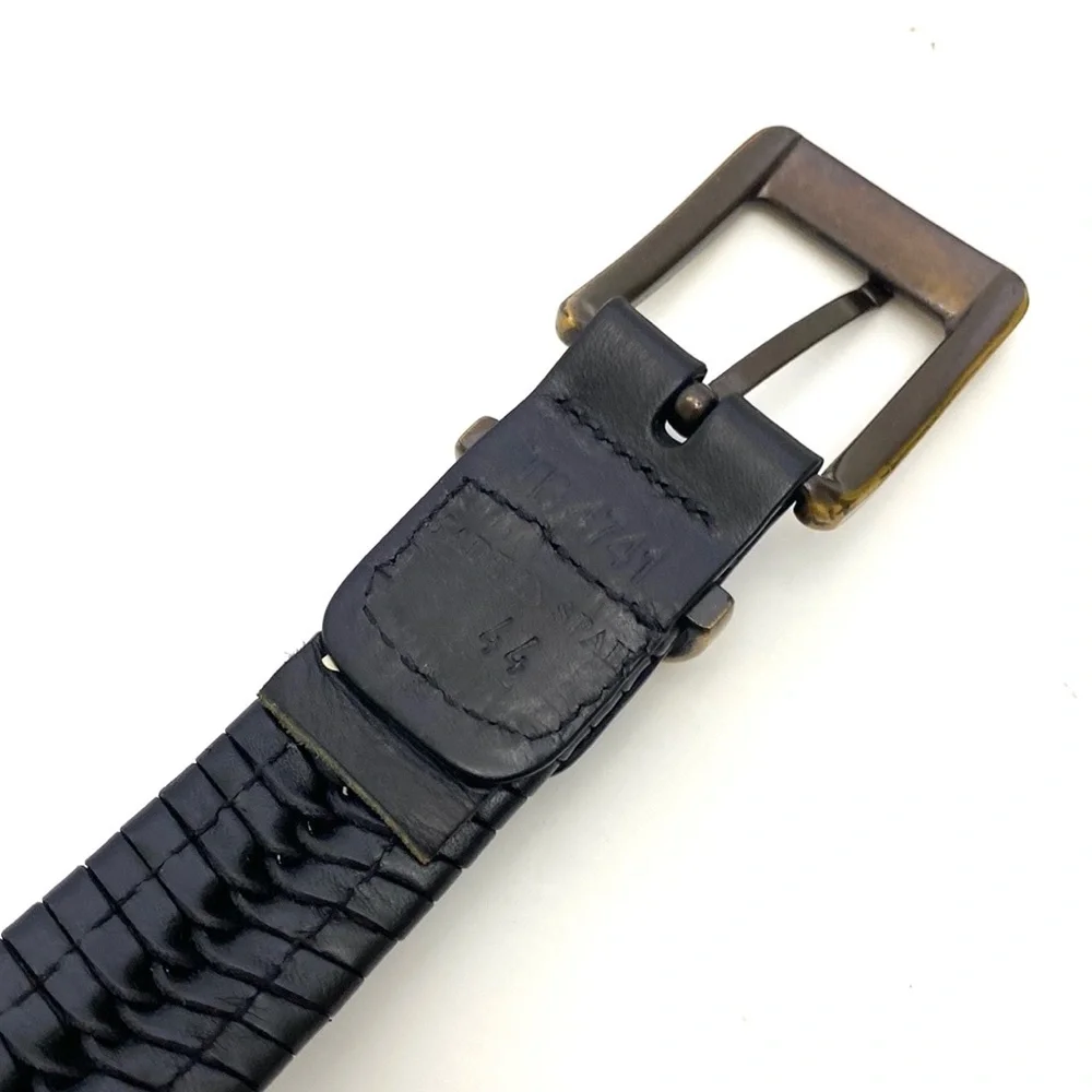 Lavemi Black Braided/Woven Leather Trouser Belt